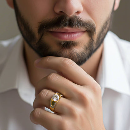Silver Solitaire Statement Ring for Him