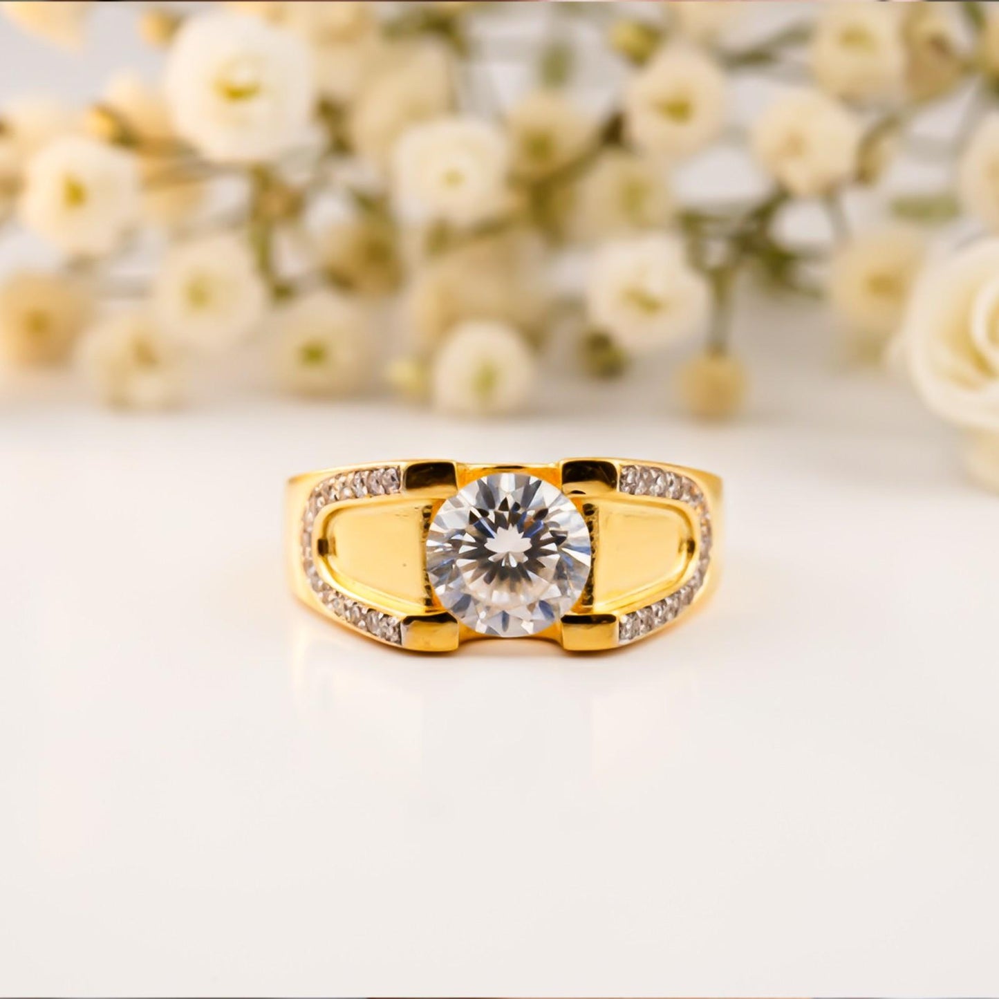 Silver Solitaire Statement Ring for Him