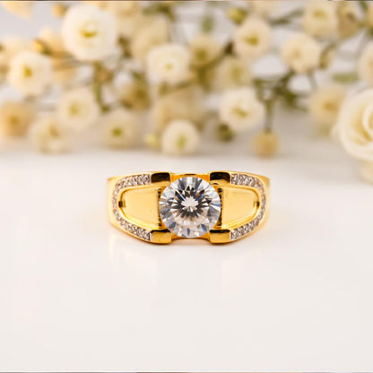 Silver Solitaire Statement Ring for Him