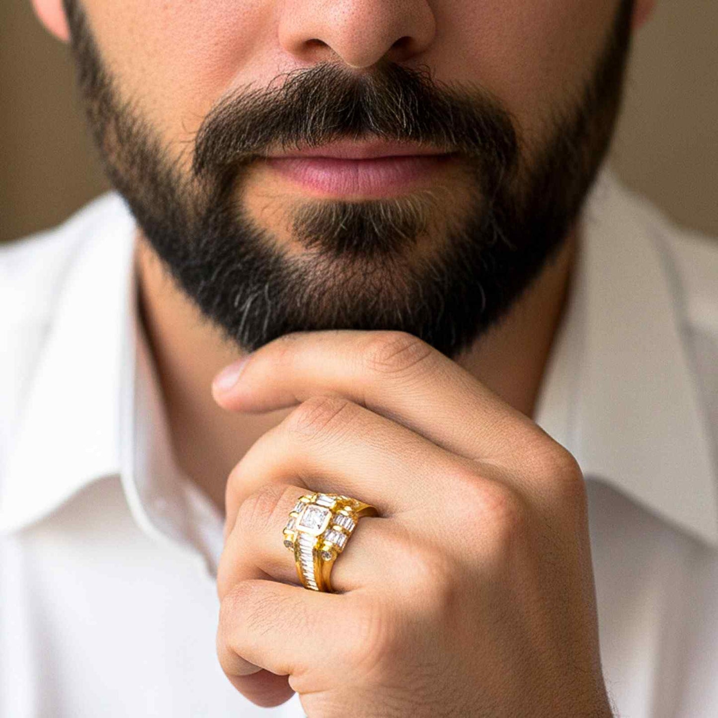 Silver Multi-Row Statement Ring for Him
