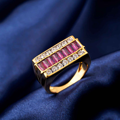 Silver Ruby & Diamond Multi-Row Statement Ring for Him