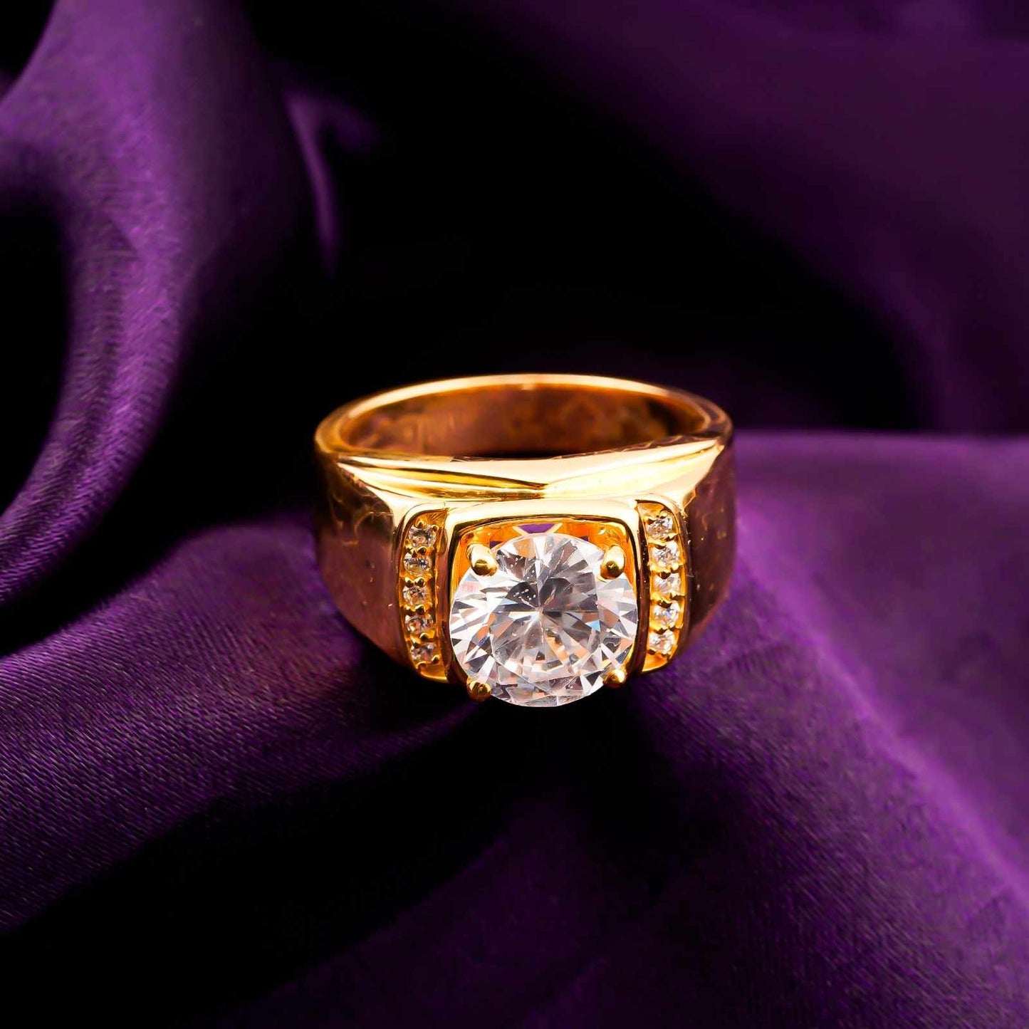 Silver Solitaire Statement Ring for Him