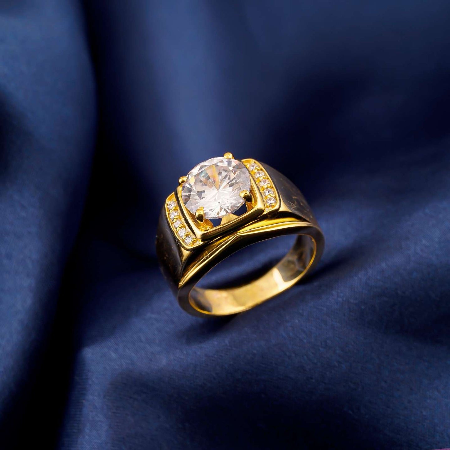 Silver Solitaire Statement Ring for Him