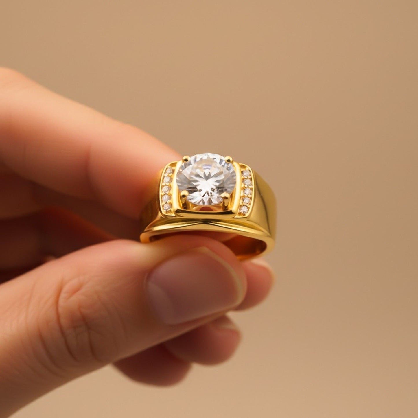 Silver Solitaire Statement Ring for Him