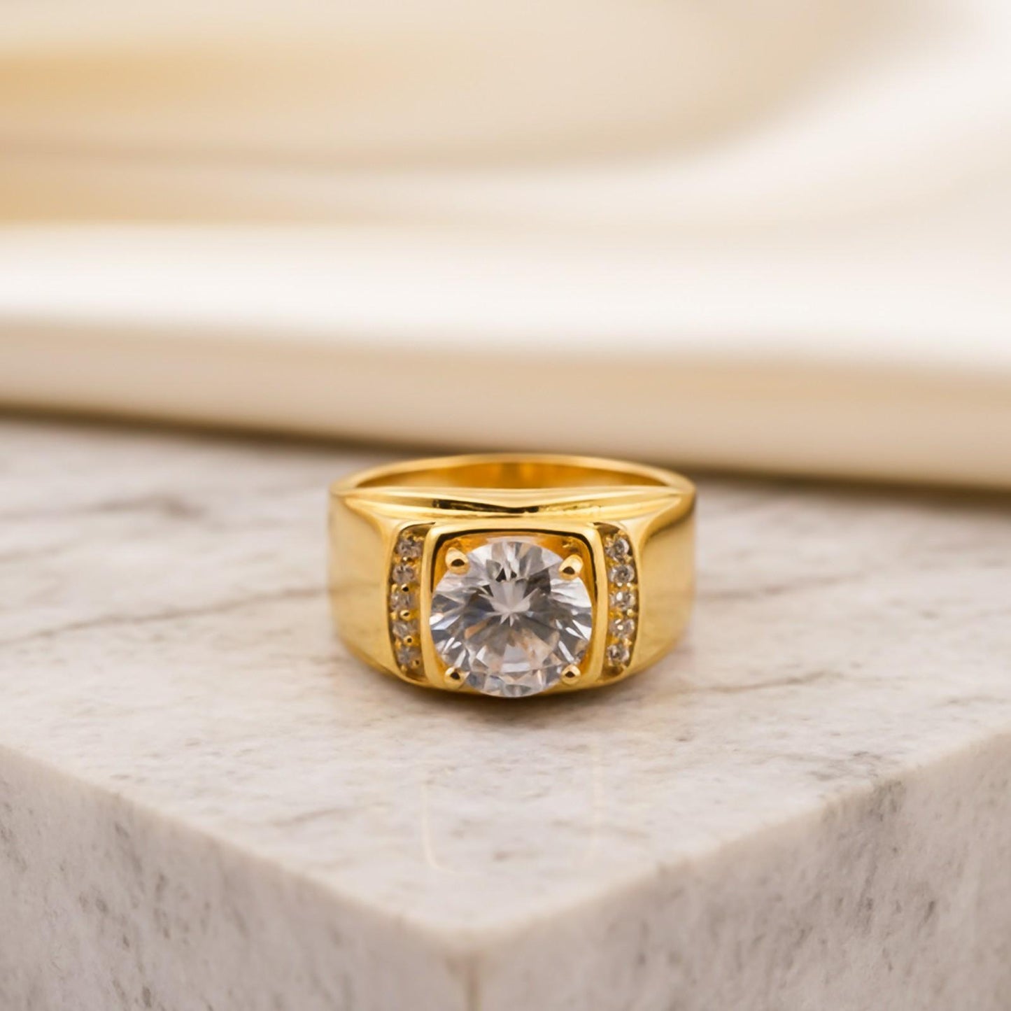 Silver Solitaire Statement Ring for Him