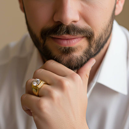 Silver Solitaire Statement Ring for Him
