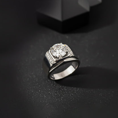 Silver Solitaire Statement Ring for Him