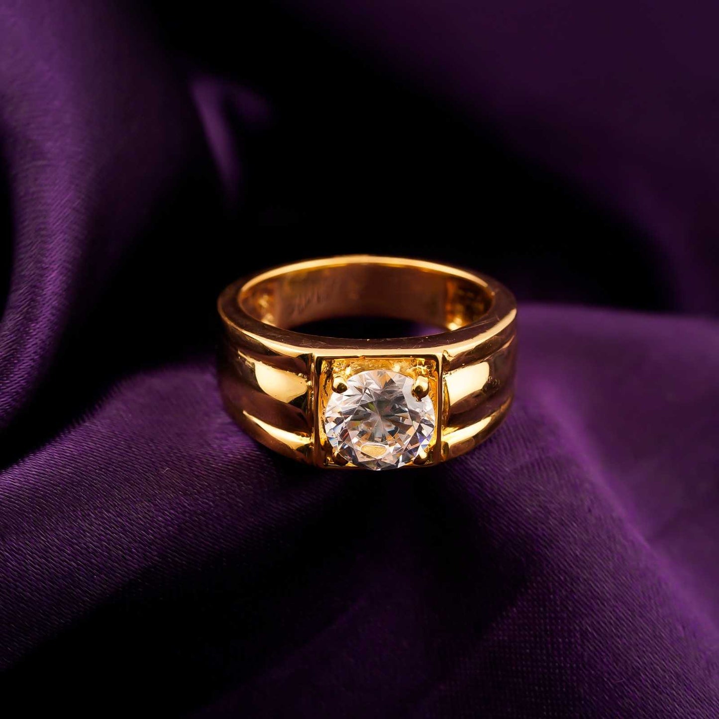 Silver Classic Solitaire Statement Ring for Him