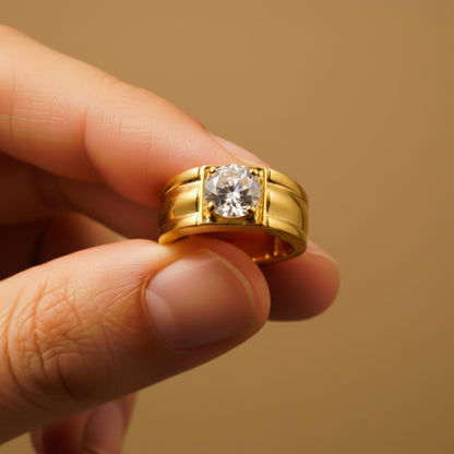 Silver Classic Solitaire Statement Ring for Him