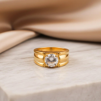 Silver Classic Solitaire Statement Ring for Him