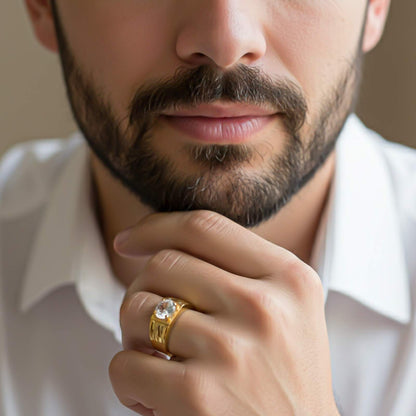 Silver Classic Solitaire Statement Ring for Him