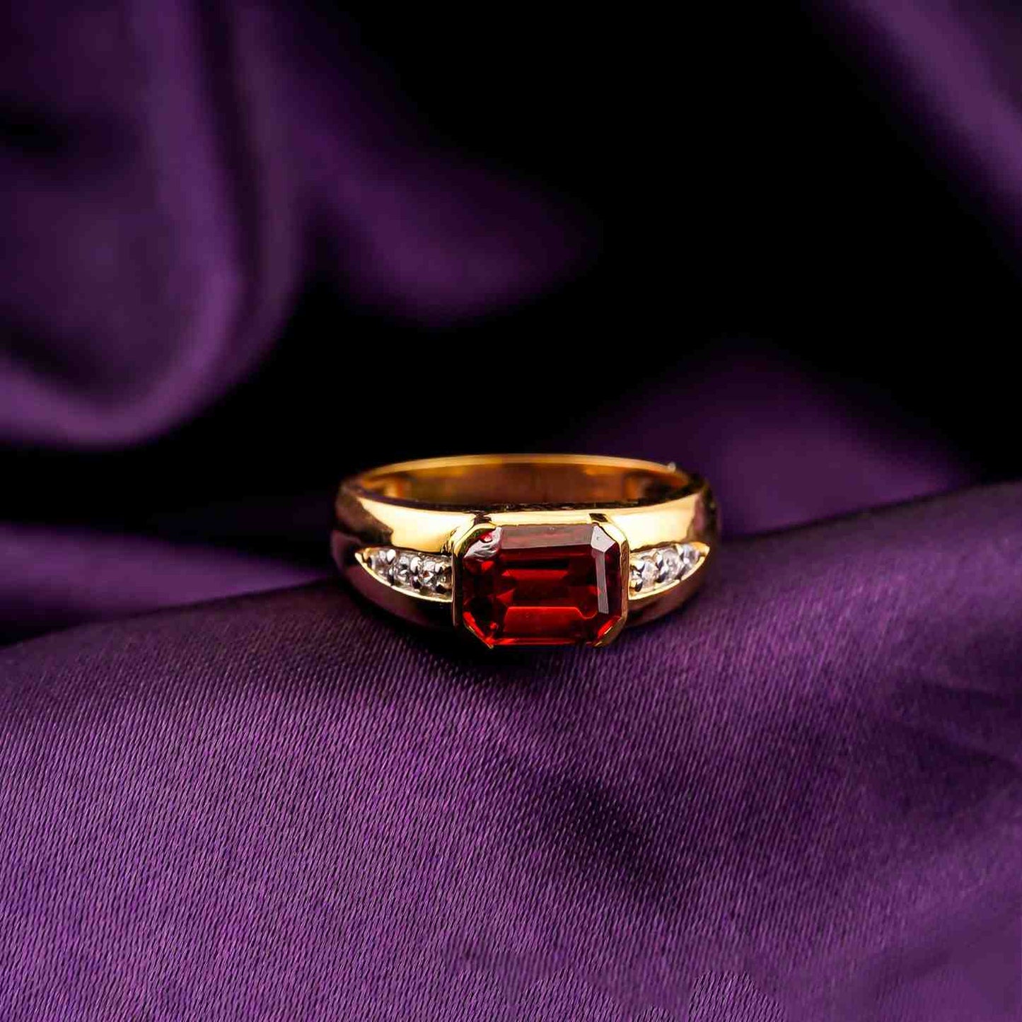 Silver Red Ruby Classic Ring for Him