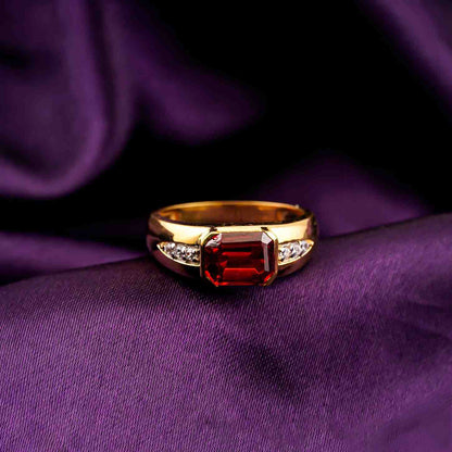 Silver Red Ruby Classic Ring for Him