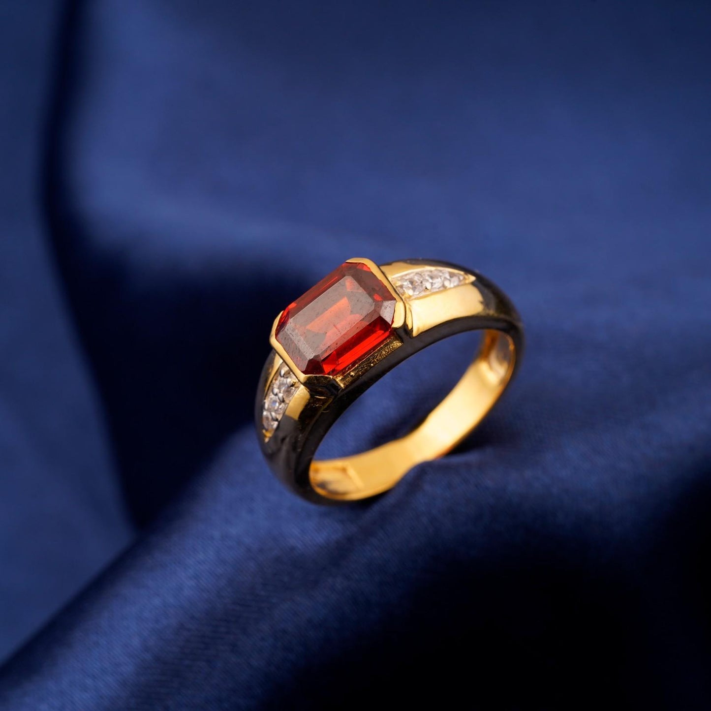 Silver Red Ruby Classic Ring for Him
