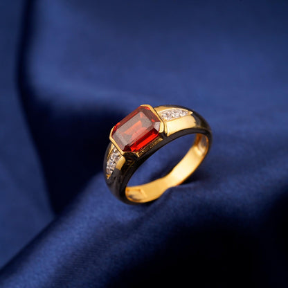 Silver Red Ruby Classic Ring for Him