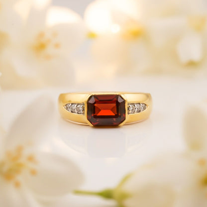 Silver Red Ruby Classic Ring for Him