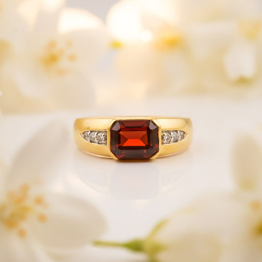 Silver Red Ruby Classic Ring for Him