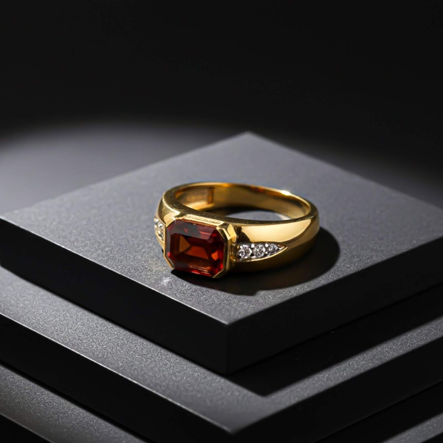 Silver Red Ruby Classic Ring for Him