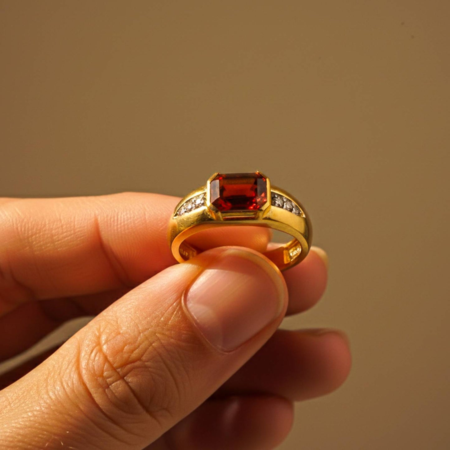 Silver Red Ruby Classic Ring for Him