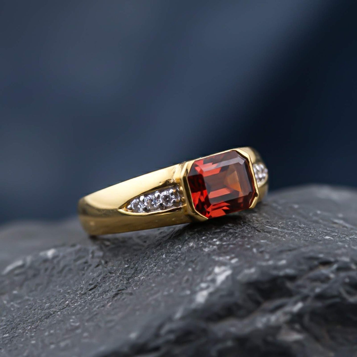 Silver Red Ruby Classic Ring for Him