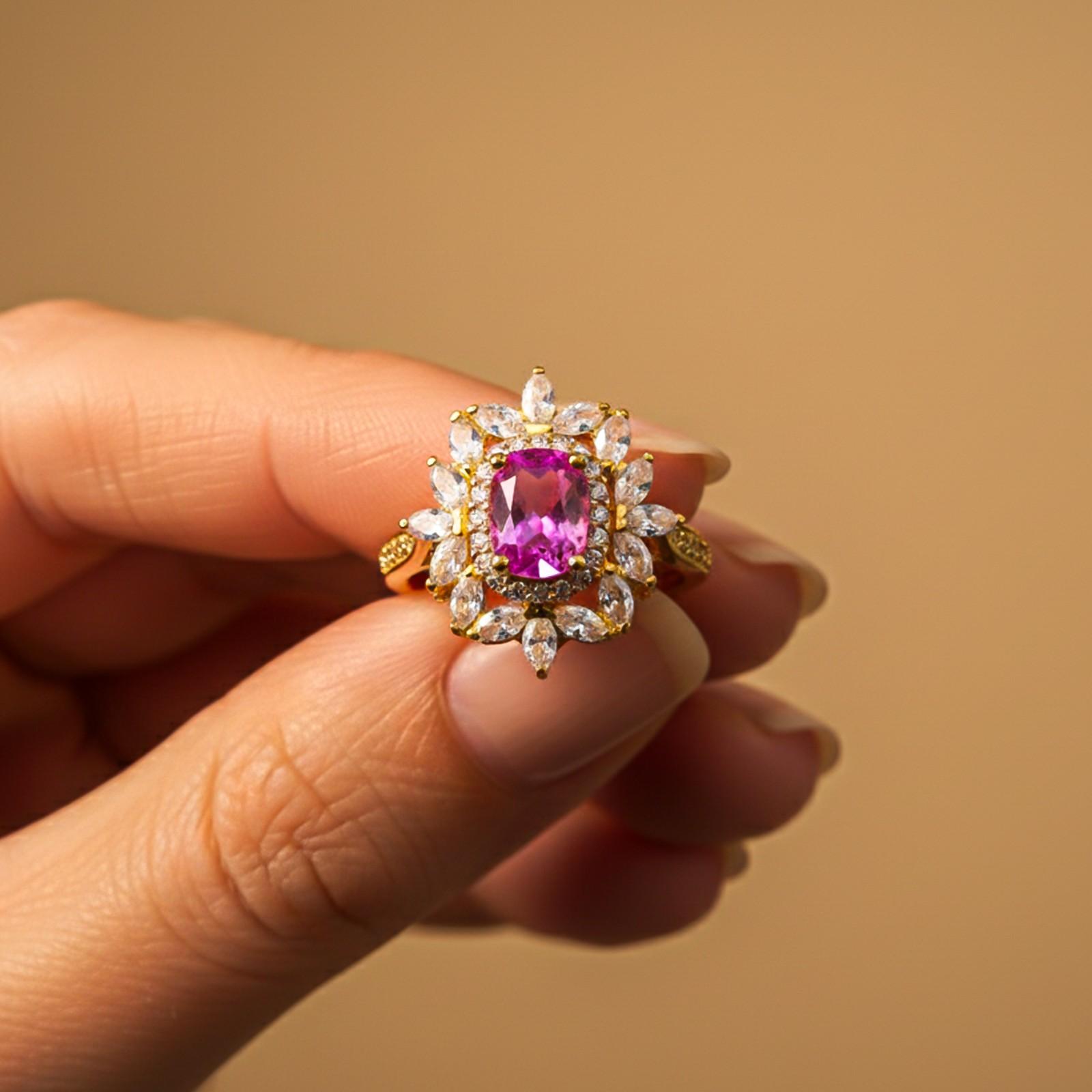 Silver Floral Halo Statement Ring for Women