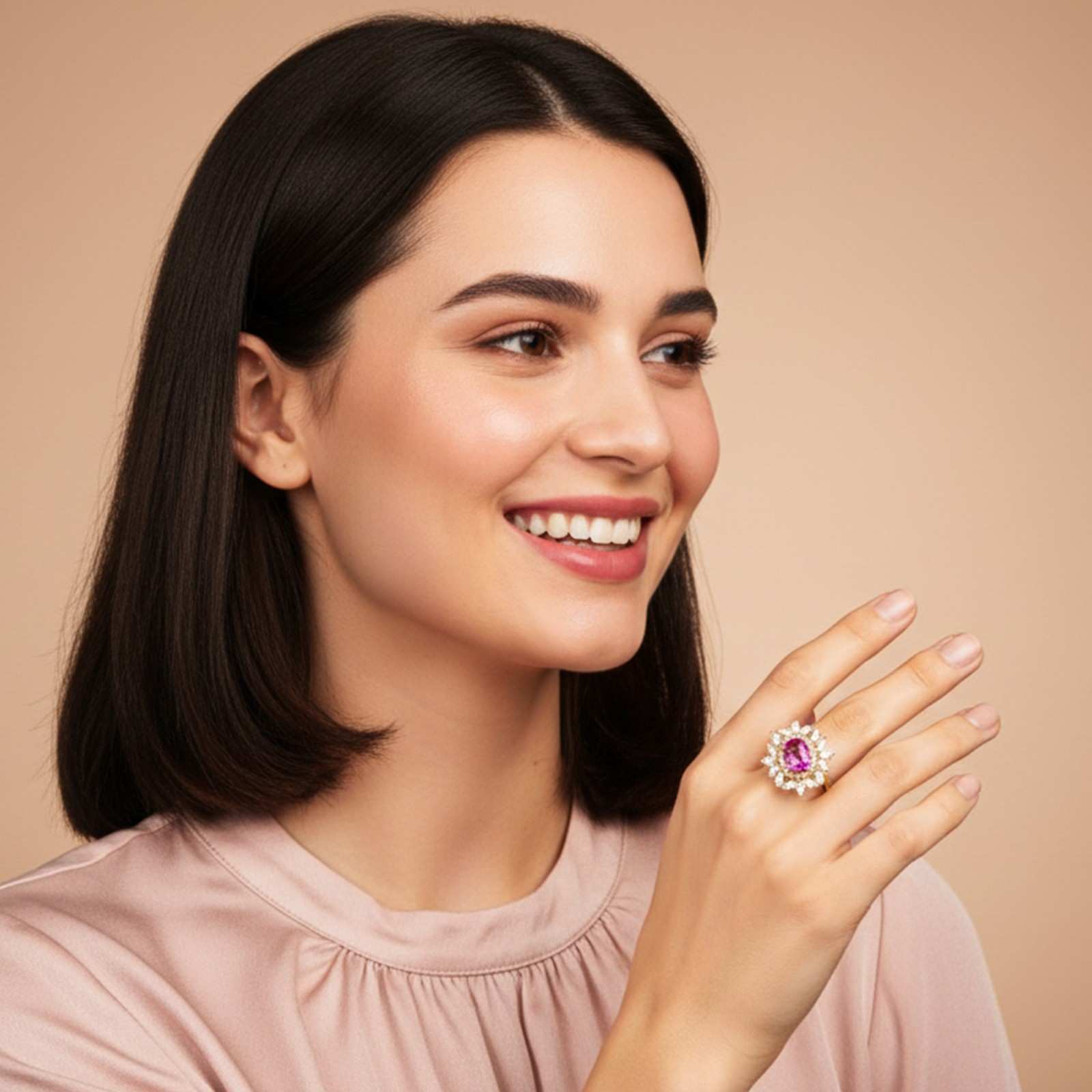Silver Floral Halo Statement Ring for Women