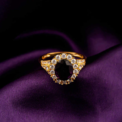 Silver Amethyst Halo Ring for Women