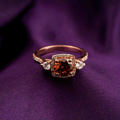 Silver Smoky Quartz Halo Ring for Women