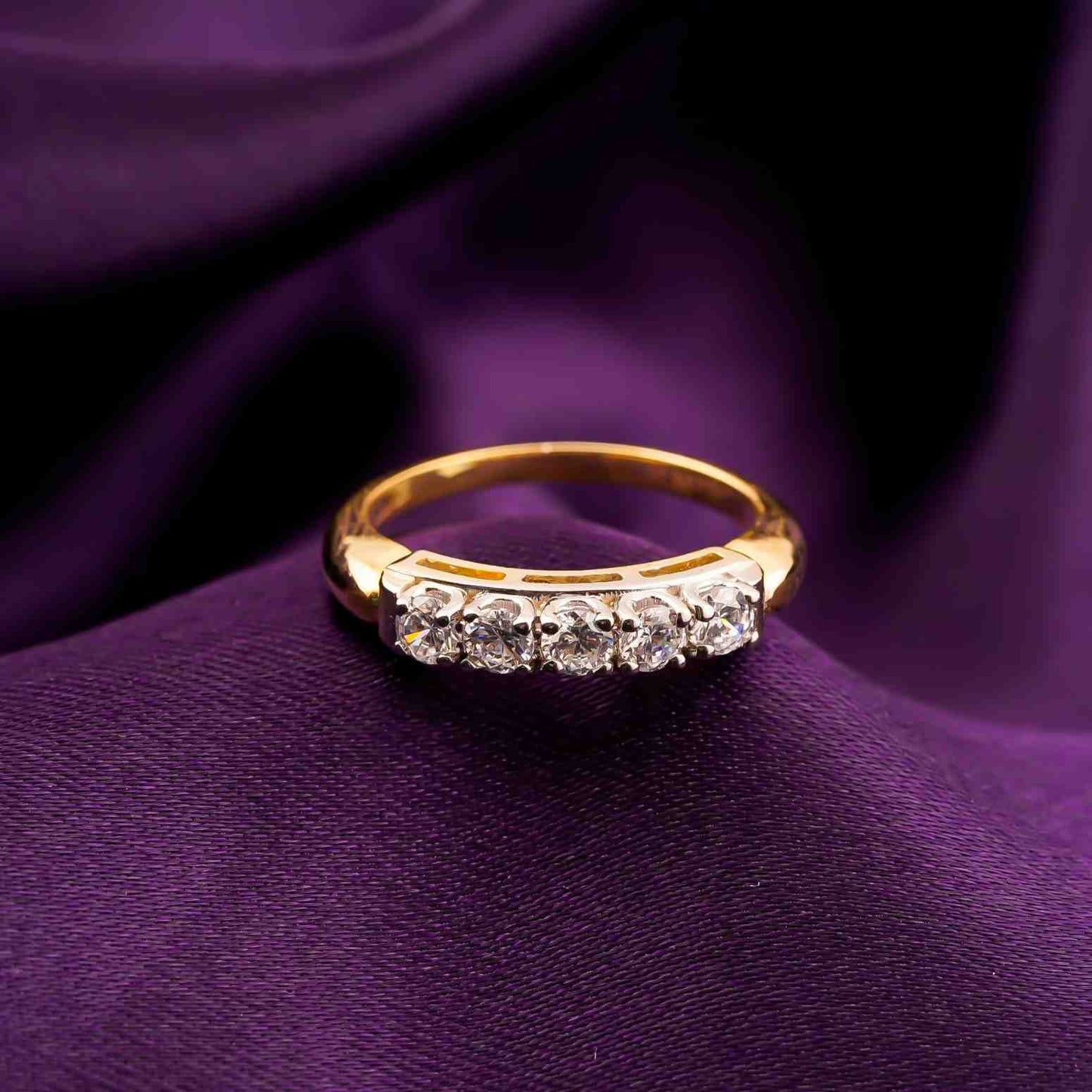 Silver Five-Stone Half Eternity Ring for Women