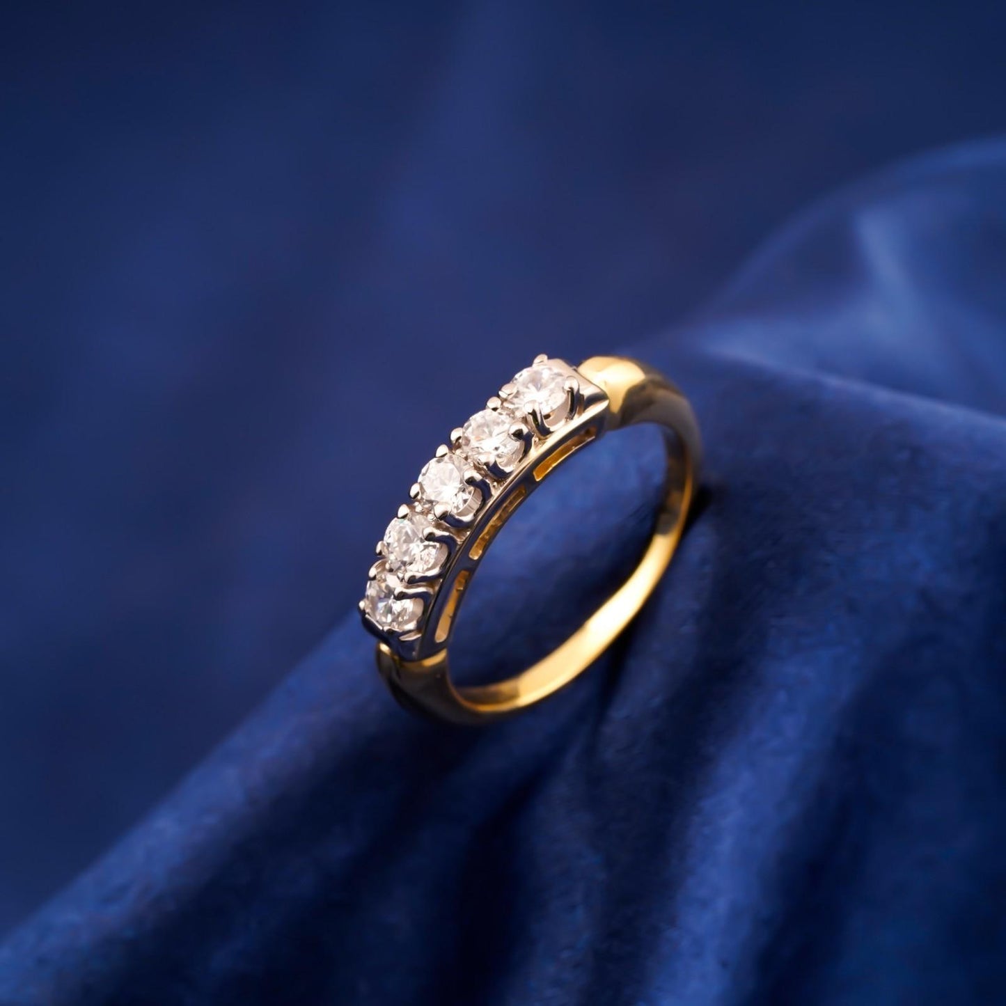Silver Five-Stone Half Eternity Ring for Women