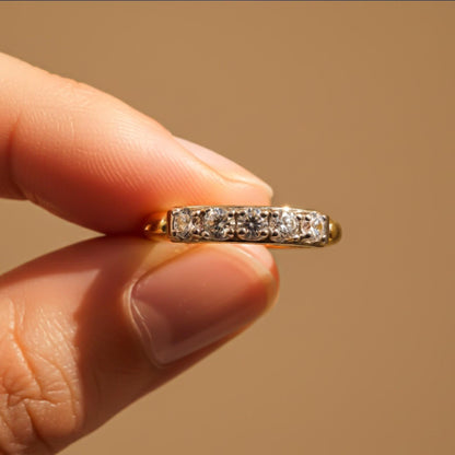 Silver Five-Stone Half Eternity Ring for Women