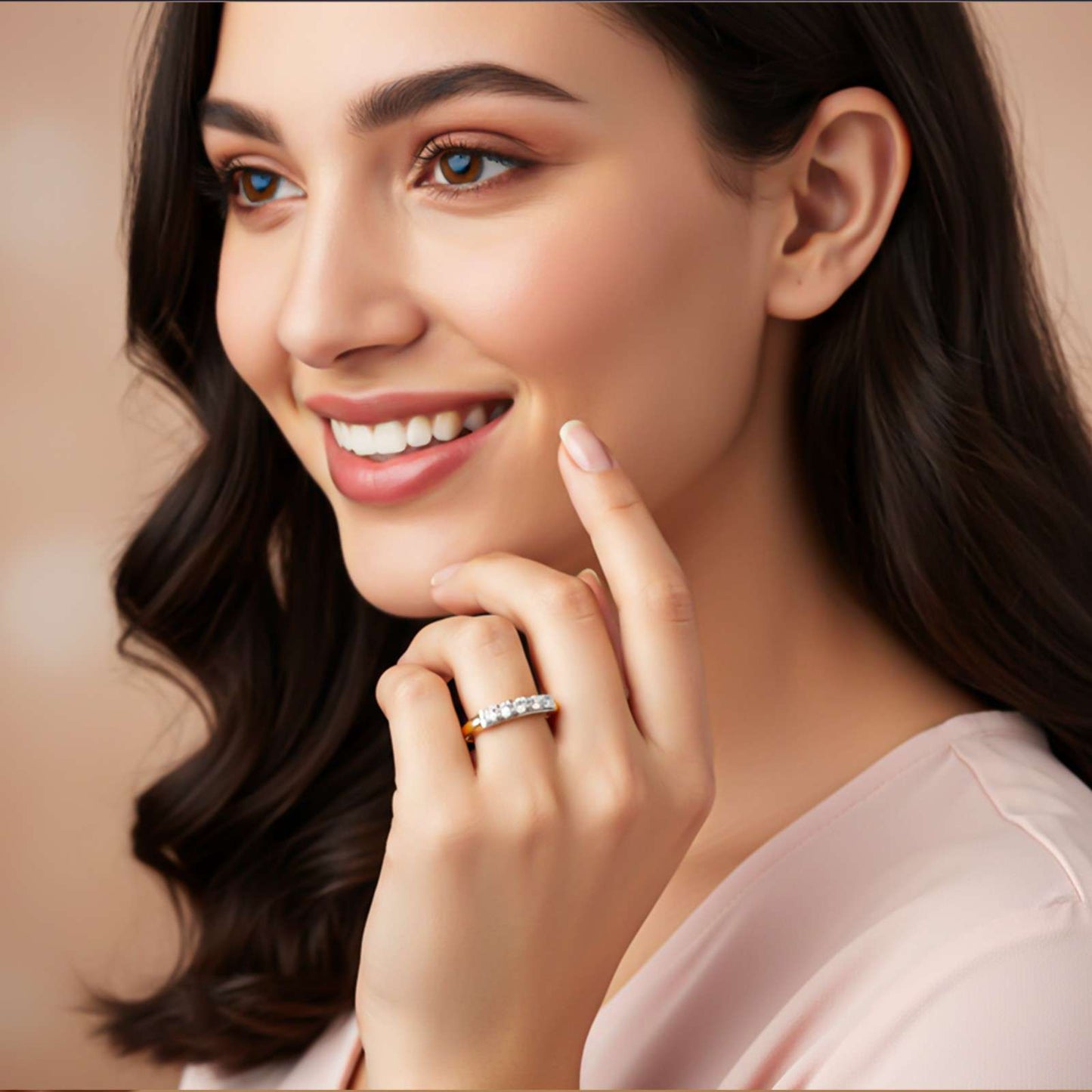 Silver Five-Stone Half Eternity Ring for Women
