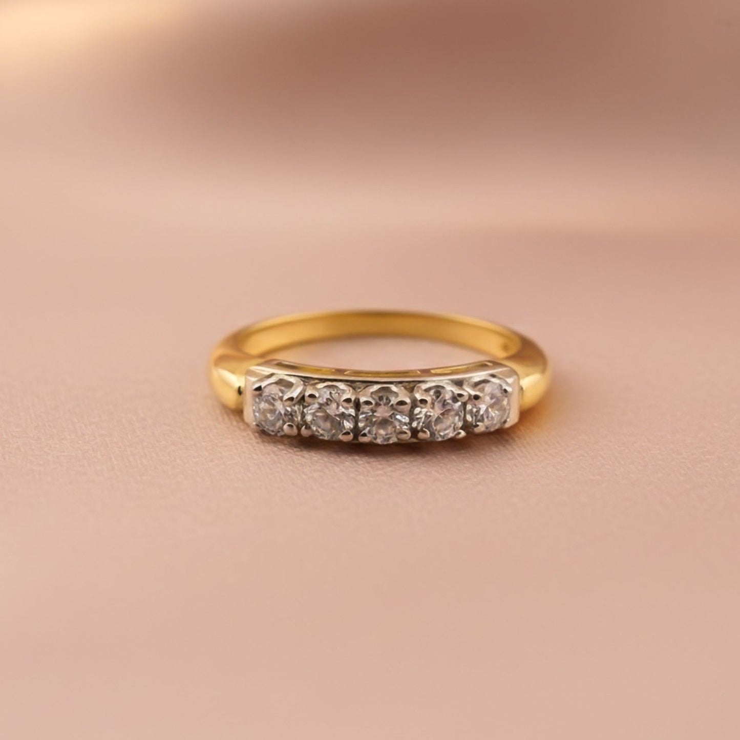 Silver Five-Stone Half Eternity Ring for Women