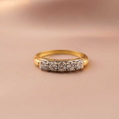 Silver Five-Stone Half Eternity Ring for Women
