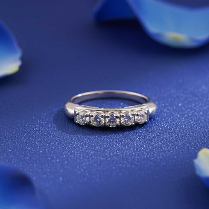 Silver Five-Stone Half Eternity Ring for Women