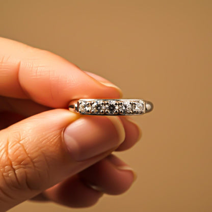 Silver Five-Stone Half Eternity Ring for Women