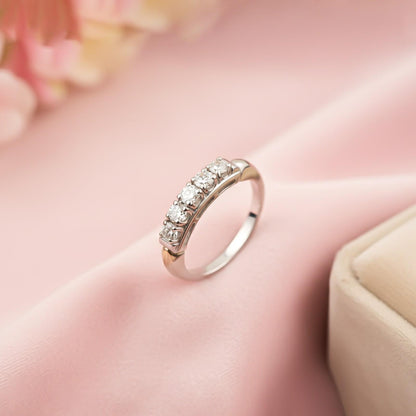 Silver Five-Stone Half Eternity Ring for Women