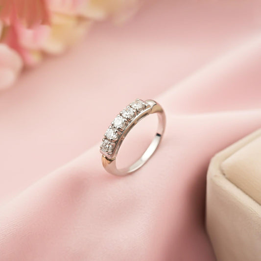 Silver Five-Stone Half Eternity Ring for Women