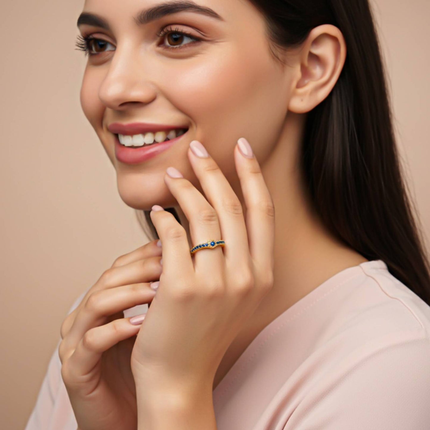 Silver Curved V Band Ring for Women