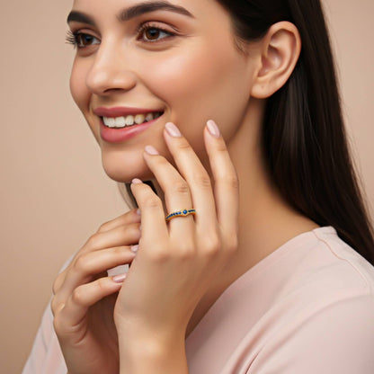 Silver Curved V Band Ring for Women
