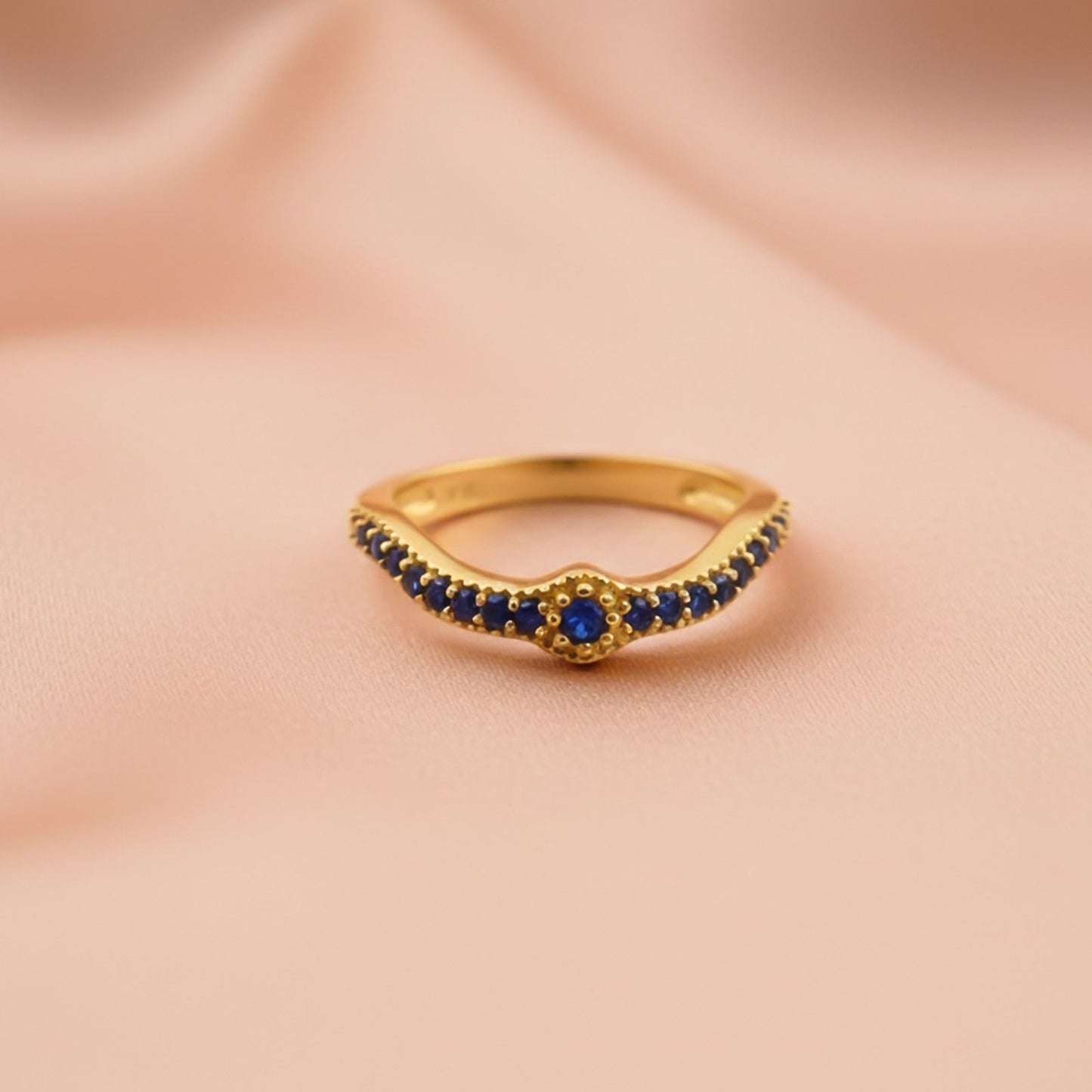 Silver Curved V Band Ring for Women