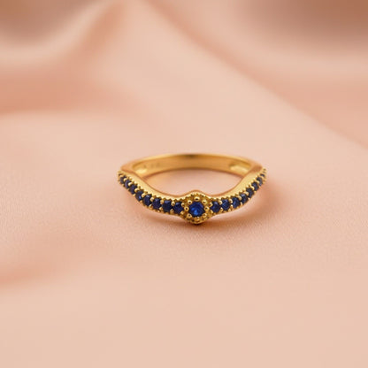 Silver Curved V Band Ring for Women