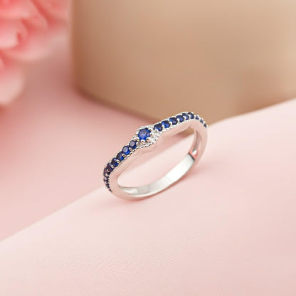 Silver Curved V Band Ring for Women