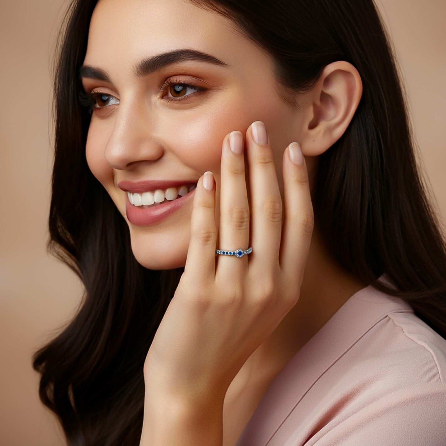 Silver Curved V Band Ring for Women