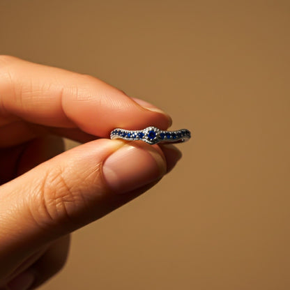 Silver Curved V Band Ring for Women