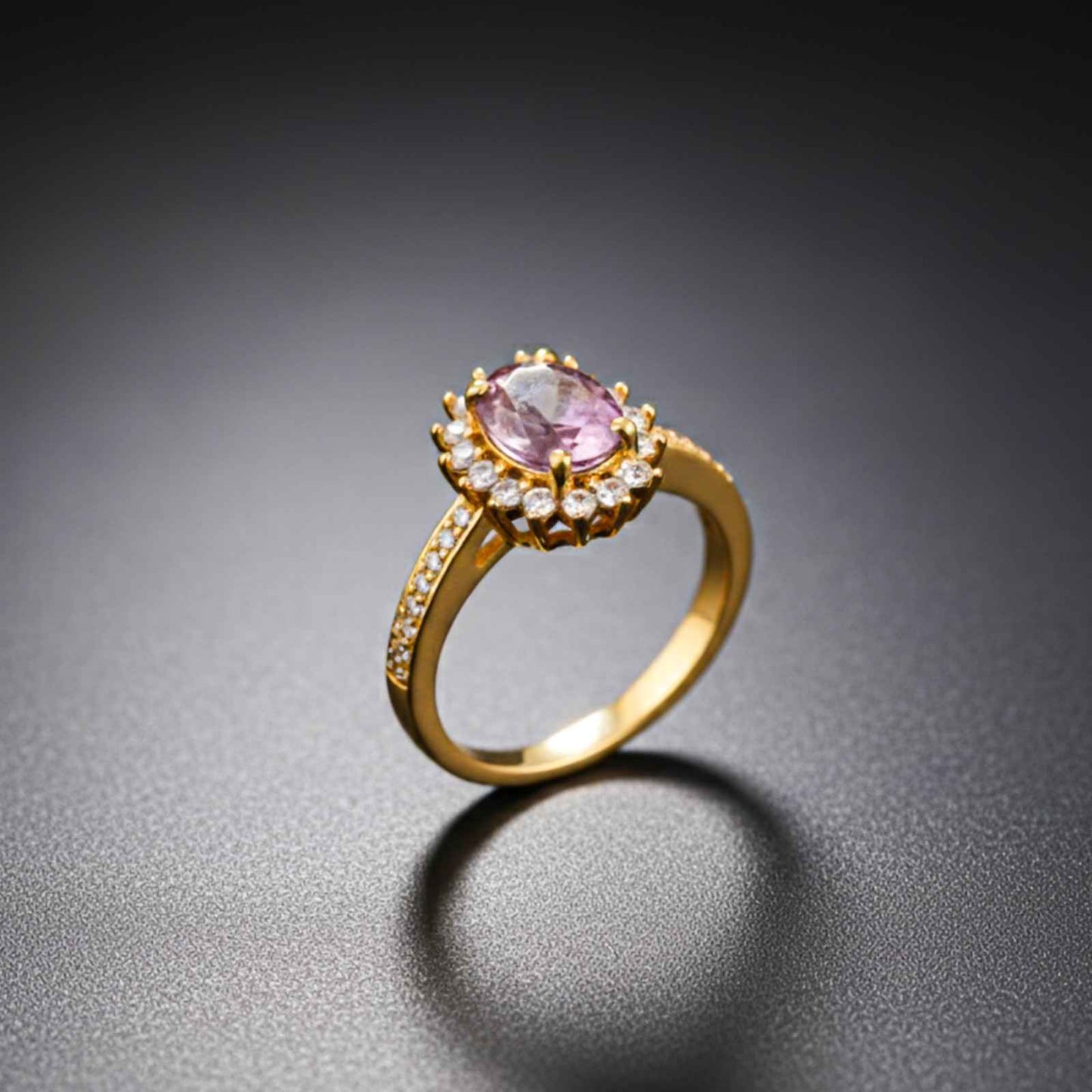 Silver Amethyst Halo Ring for Women