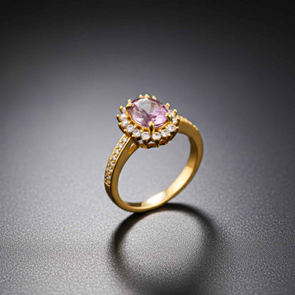 Silver Amethyst Halo Ring for Women