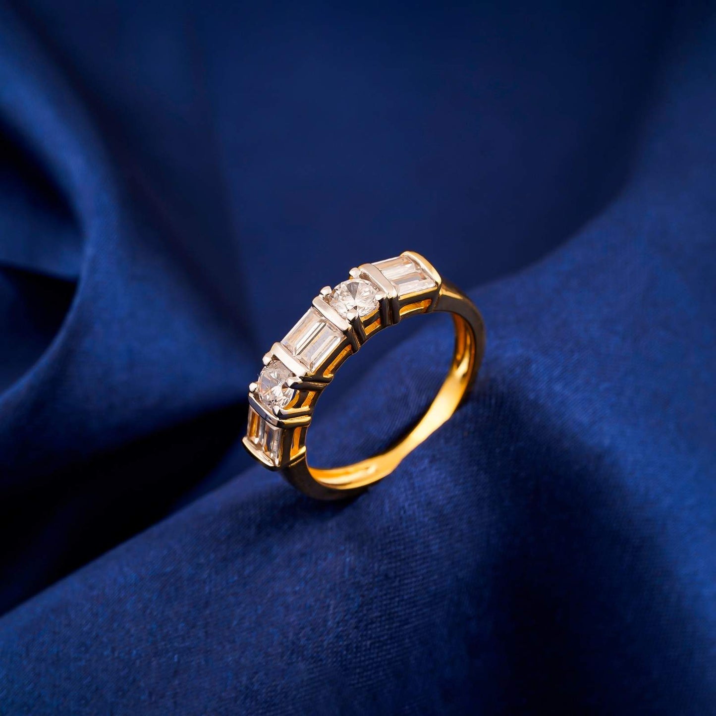 Silver Five-Stone Band Ring for Women