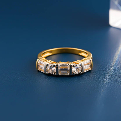 Silver Five-Stone Band Ring for Women
