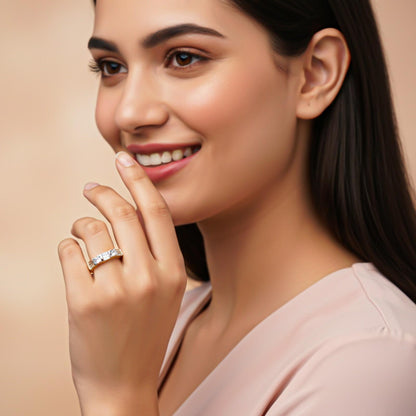 Silver Five-Stone Band Ring for Women